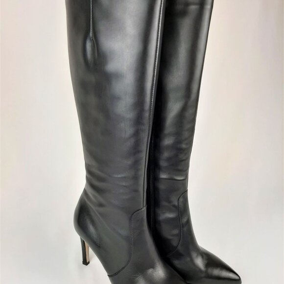 Basic Black Leather Heeled Boots - Picture 9 of 9